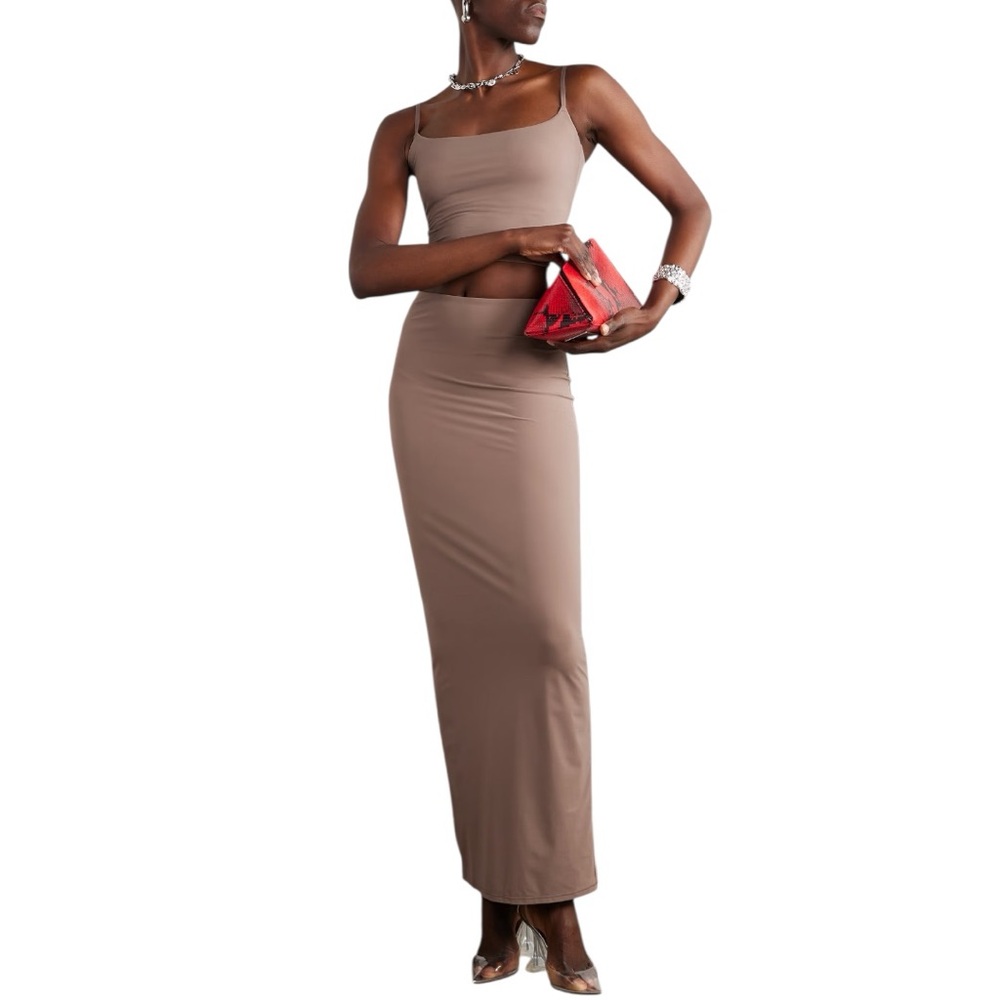 New SKIMS Fits Everybody Long Skirt Umber Brown XS